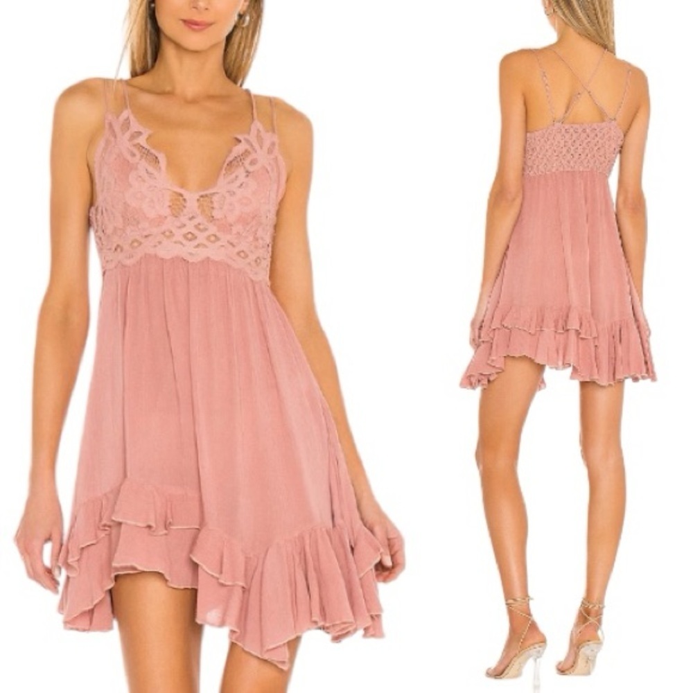 Free People Pink Lace Mini Dress